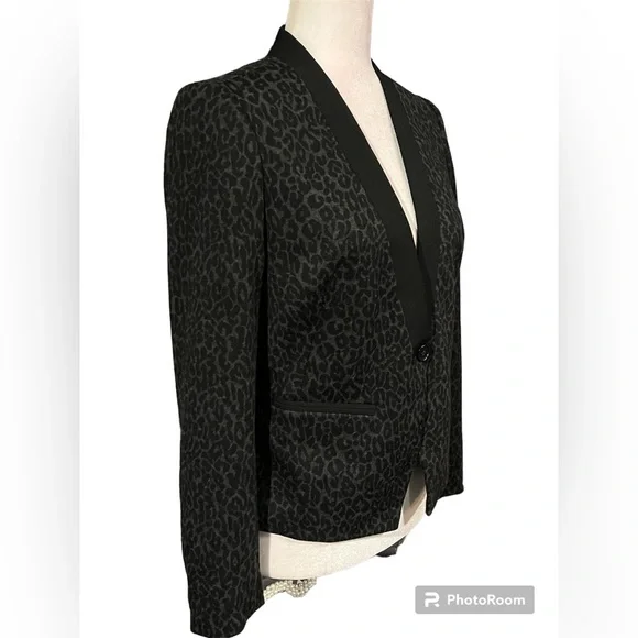 NWT ANN TAYLOR LOFT Black Leopard
Tuxedo Jacket Blazer Size 4 Petite Che… - Picture 4 of 12